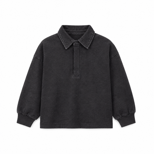 Little Parni Boys Denim Collar Polo (K700) - Grey