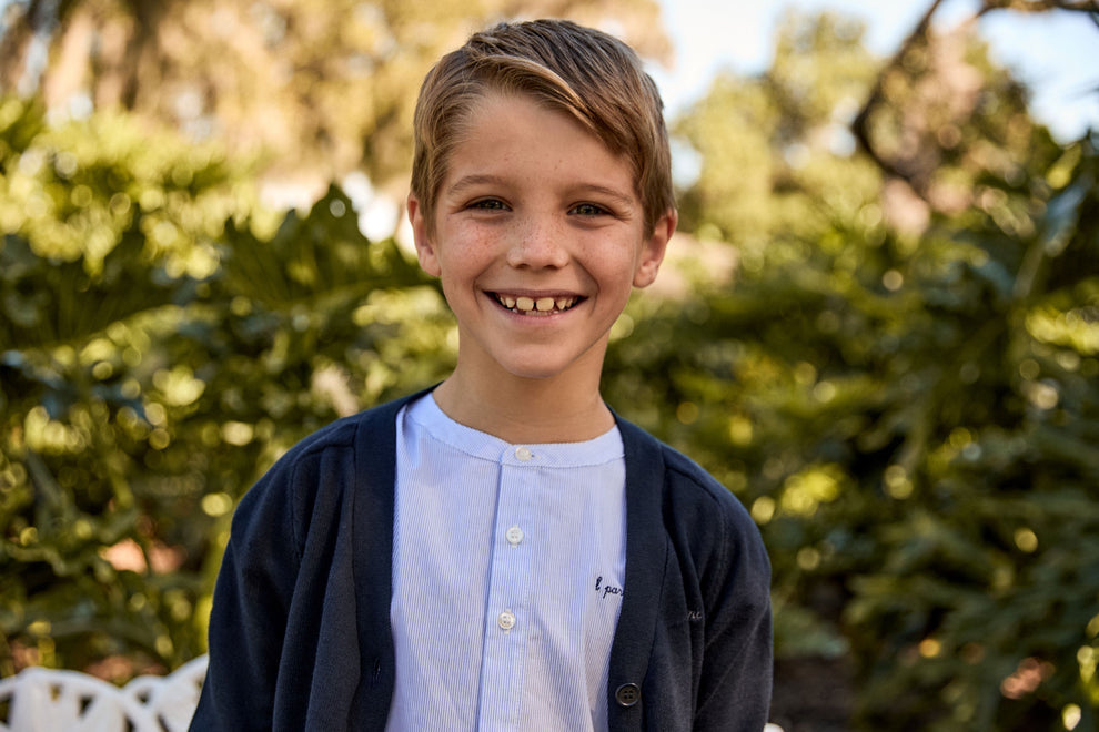 Little Parni Boys Striped Shirt (K651) - Navy Blue