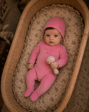 Load image into Gallery viewer, Little Label Little Love Velour Footie And Hat - Pink/Red