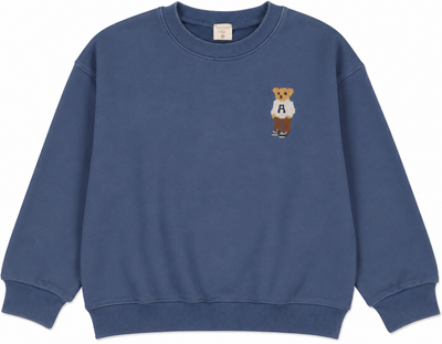 Lil Legs Boys Embroidered Bear Sweatshirt - Vintage Indigo