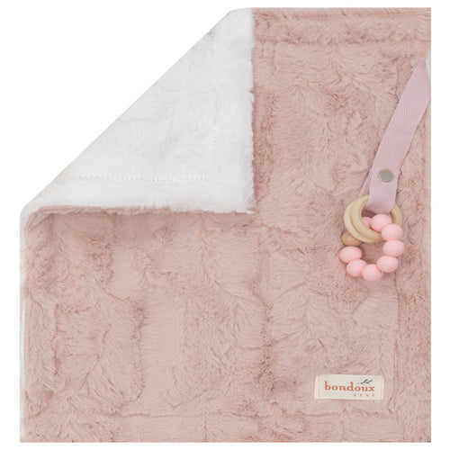 Bondoux Fuzzy Security Blanket - Pink/White