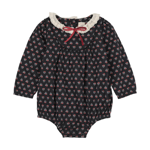 Lil Legs Home Garden Girls Romper - Navy Print