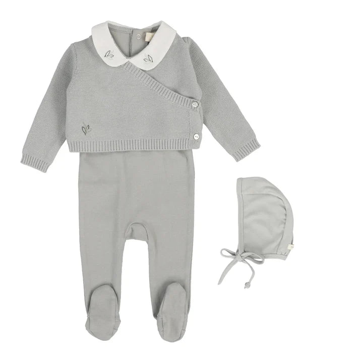 Lilette Knit Wrap Sleeveless Footie Set - Soft Blue
