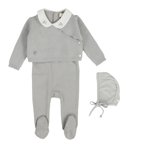 Lilette Knit Wrap Sleeveless Footie Set - Soft Blue