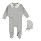 Lilette Knit Wrap Sleeveless Footie Set - Soft Blue