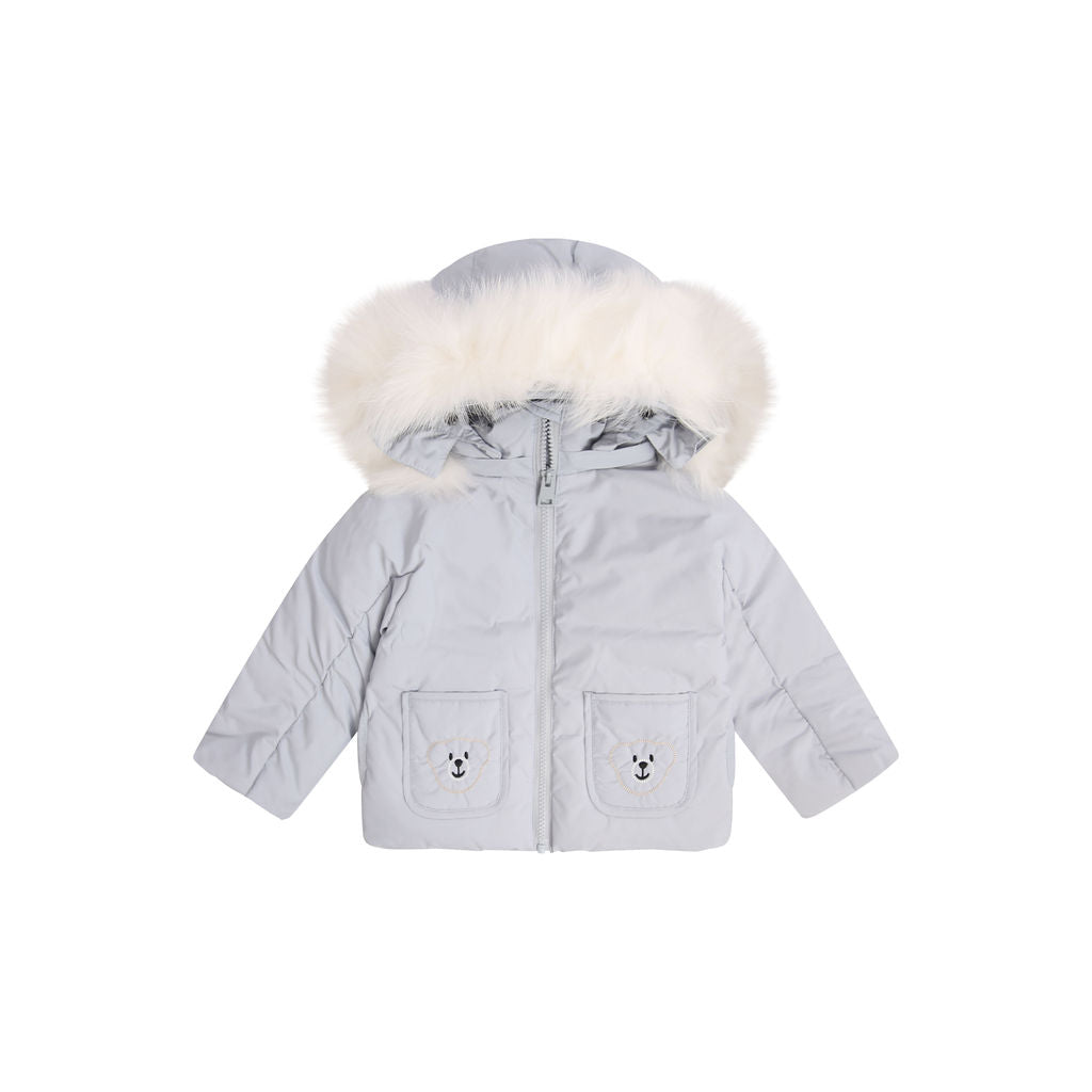 Ducc Blue Teddy Pocket Coat (White Fur)