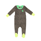 Little Parni Leopard Footie And Hat (PJ111) - Green