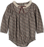 Lil Legs Home Garden Girls Romper - Oxford Tan Print