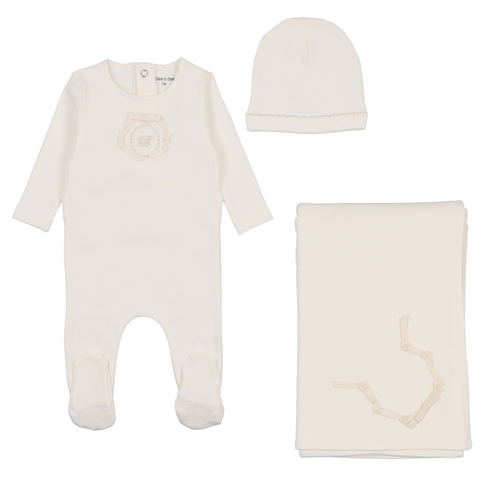 Bee & Dee Ribbon Applique 3PC Set - Chalk White