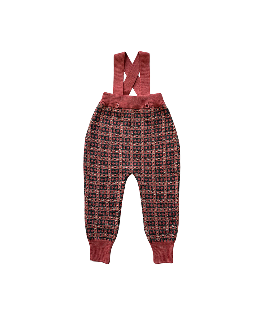 Mabli Brae Wool Knit Suspender Pants - Winter Rose