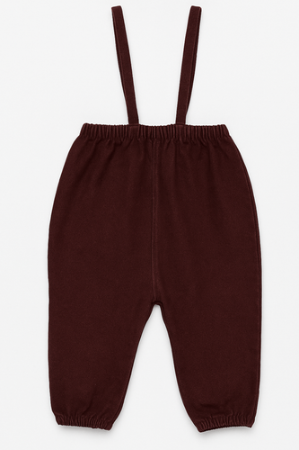 Lil Legs Rugged Threads Bubble Suspender Pants - Burgundy Denim