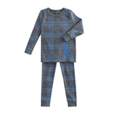 Little Label Blue Plaid Logo Pajamas