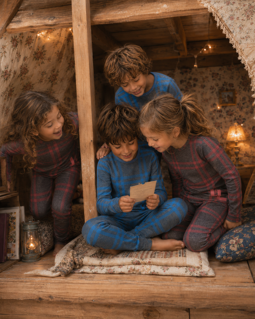 Little Label Blue Plaid Logo Pajamas
