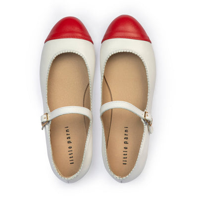 Little Parni Mary Jane Shoes (B-002) - White/Red