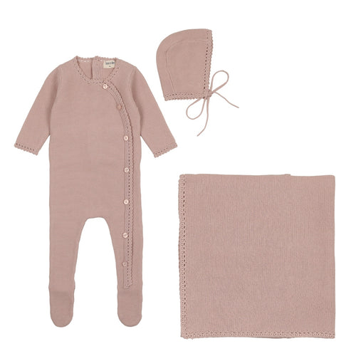 Bee & Dee Crochet Trim Wrap 3PC Set - Blossom Pink