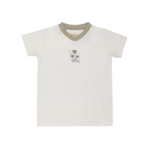 Load image into Gallery viewer, Ely's &amp; Co Ribbed Printed Palm Collection French Terry V-neck Tee - Ivory