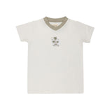 Ely's & Co Ribbed Printed Palm Collection French Terry V-neck Tee - Ivory
