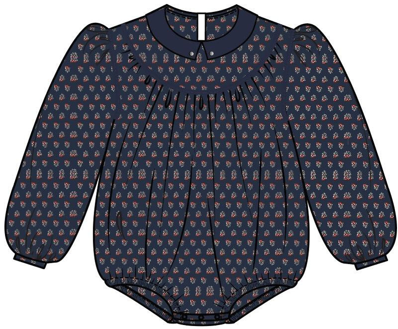 Lil Legs Home Garden Girls Romper - Navy Print
