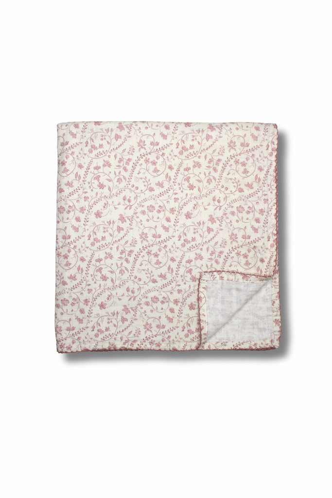 Little Threads Mauve Heirloom Vine Muslin Blanket