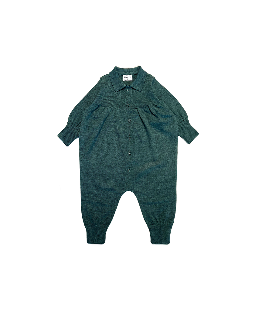 Mabli Artist Wool Knit Romper - Pine Melange