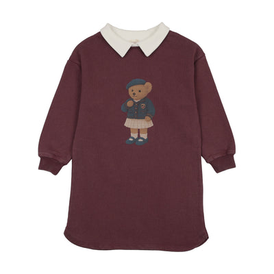 Lil Legs Doll Sweatshirt Dress - Washed Burgundy