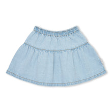 Load image into Gallery viewer, Petit Blush Jean Ruffle KNEE LENGTH Skirt - Pale Light Blue