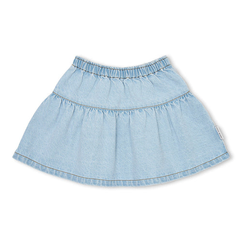 Petit Blush Jean Ruffle KNEE LENGTH Skirt - Pale Light Blue