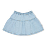 Petit Blush Jean Ruffle KNEE LENGTH Skirt - Pale Light Blue