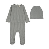Lilette Gem Stripe Footie And Hat Set - Light Blue