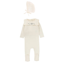 Load image into Gallery viewer, Lilette Knit Collar Footie &amp; Bonnet - Cream (Boys)