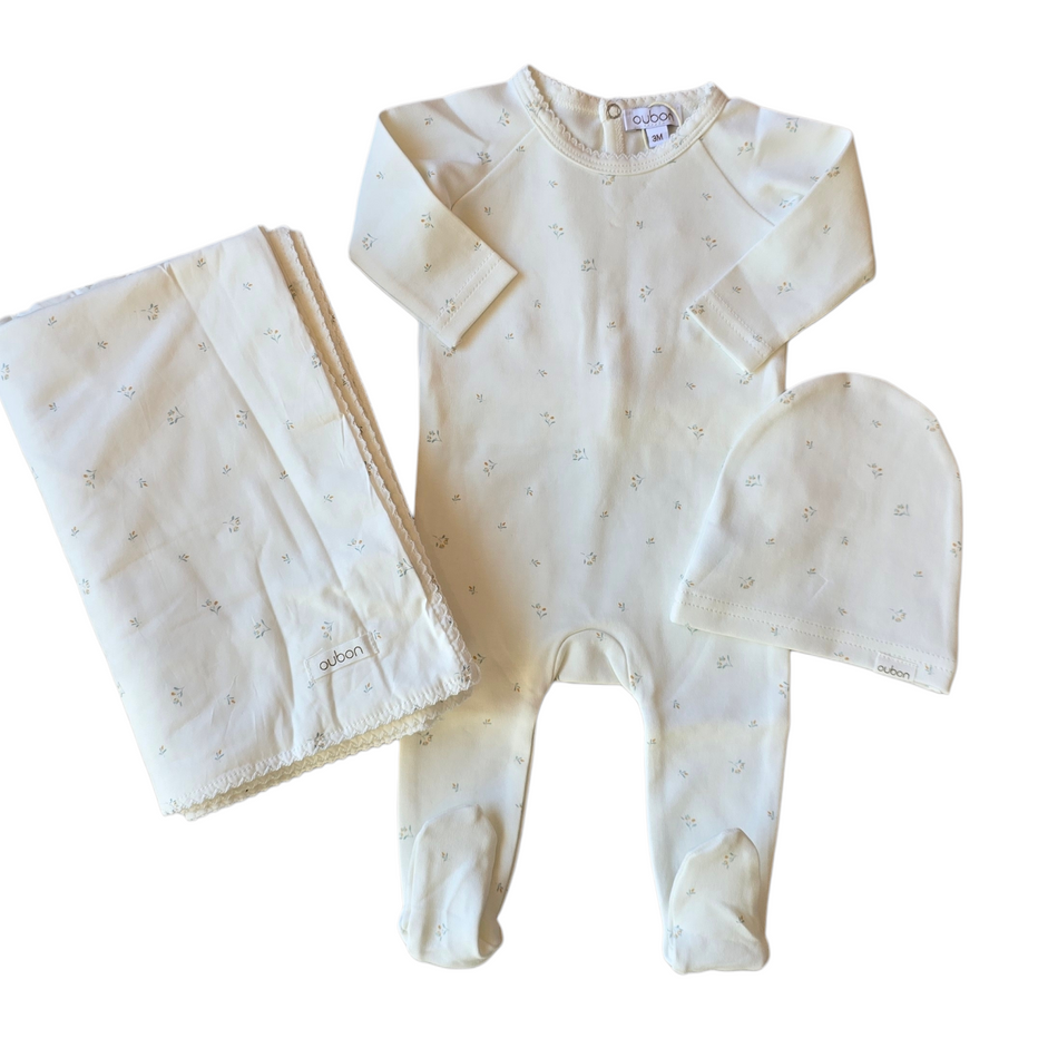 Oubon Boys Tulip Print Layette Set
