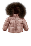 Bomboogie Hooded Baby Down Jacket With Racoon Fur - Pink Quartz
