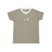 Load image into Gallery viewer, Ely's &amp; Co Ribbed Printed Palm Collection French Terry V-neck Tee - Sage