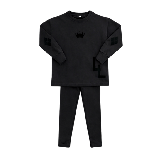 Little Label Boys Robe With Crown Detail - Black