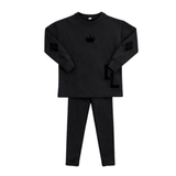 Little Label Boys Robe With Crown Detail - Black