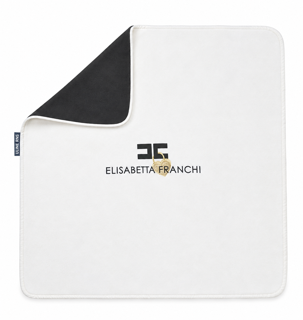 Elisabetta Franchi Embroidered Logo Padlock Blanket - Ivory/Ivory/Black-Gold