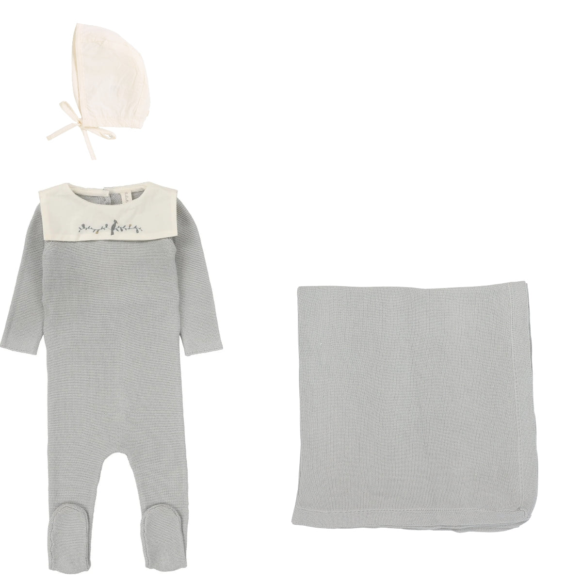 Lilette Knit Collar Layette Set - Soft Blue – Moonlight