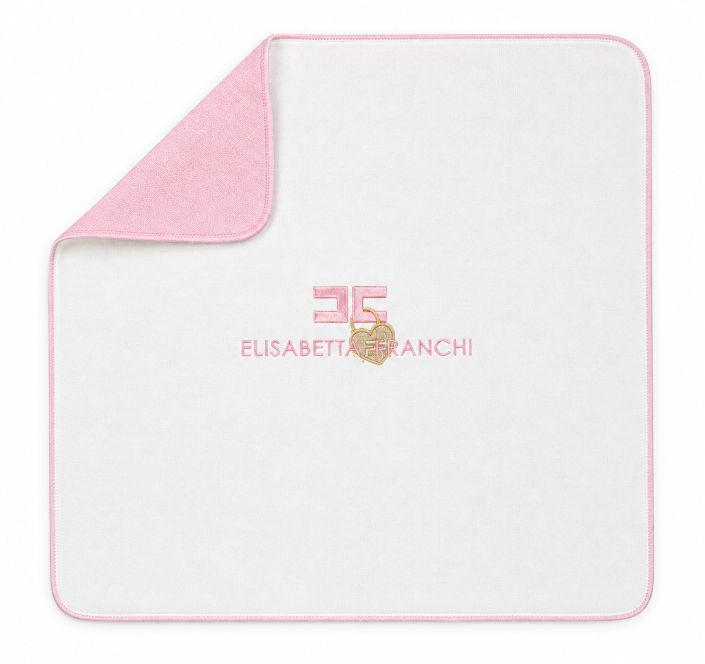 Elisabetta Franchi Embroidered Logo Padlock Blanket - Ivory/Marshmallow/Marshmallow-Gold