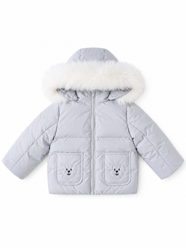 Ducc Blue Teddy Pocket Coat (White Fur)