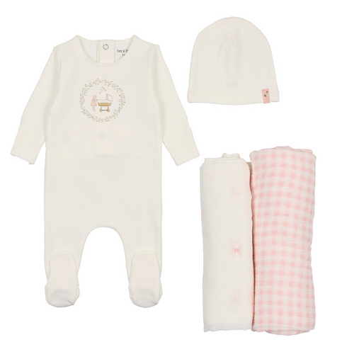 Bee & Dee Gingham Cradle Girls 3PC Set - Arctic White