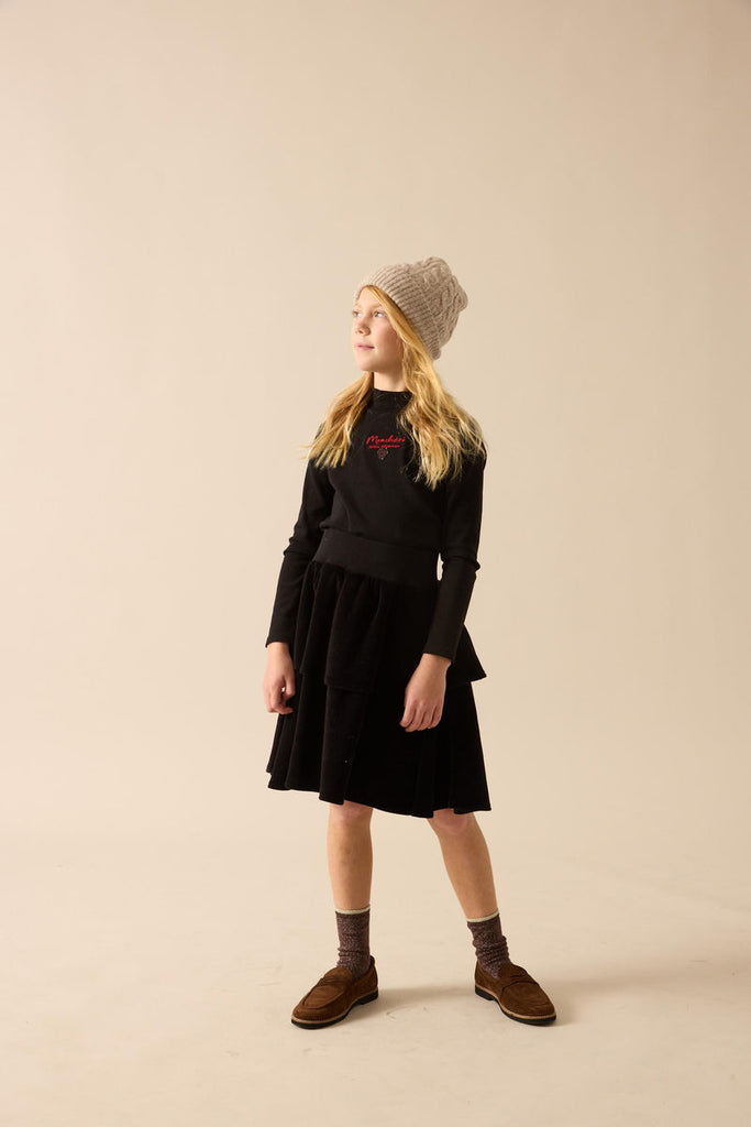 Lil Legs Girls Velour Vibes Mockneck - Black