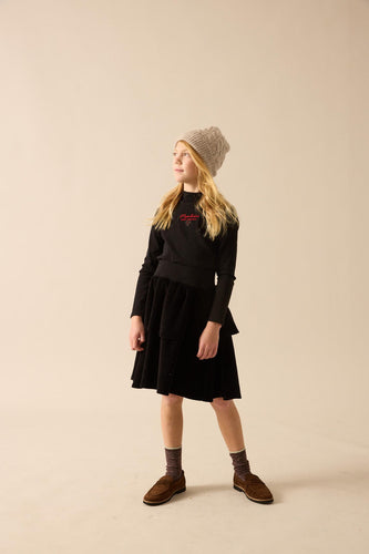 Lil Legs Girls Velour Vibes Mockneck - Black