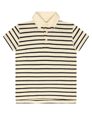 Little Parni Wide Striped Boys Polo (K615) - Navy/Ivory