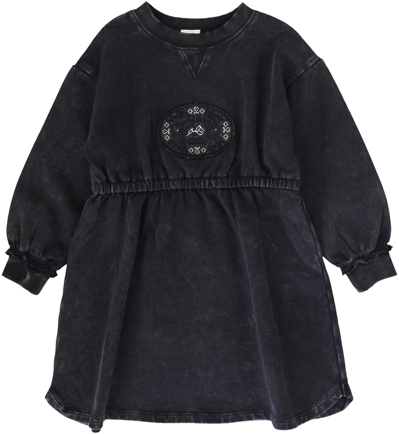 Lil Legs Stitch Studio Sweatshirt Dress - Off Black