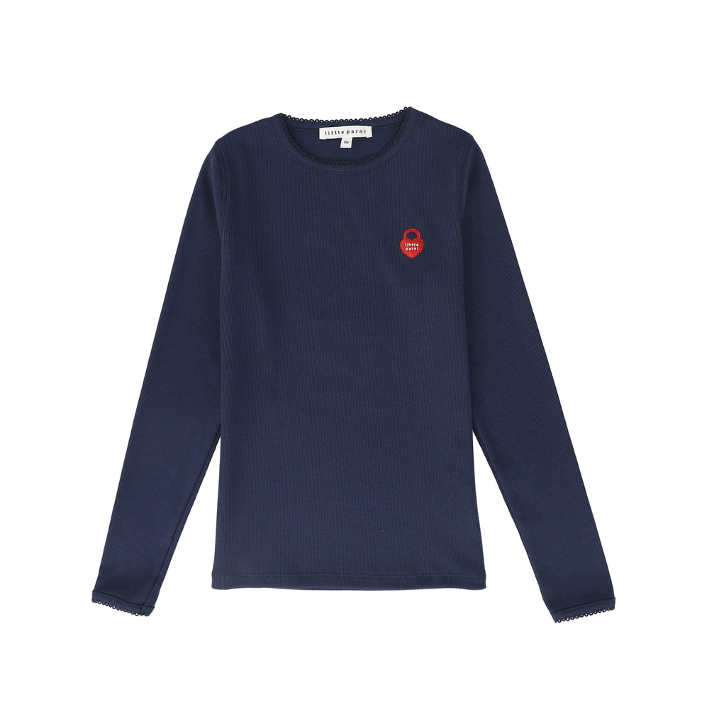 Little Parni Pico Trim Long Sleeve T-shirt (K603) - Navy Blue