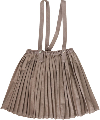 Lil Legs Knife Pleated Suspender Skirt - Misty Oat Heather