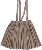 Lil Legs Knife Pleated Suspender Skirt - Misty Oat Heather