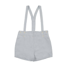 Load image into Gallery viewer, Lil Legs Linen Suspender Shorts - Clear Blue