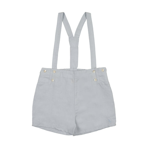 Lil Legs Linen Suspender Shorts - Clear Blue