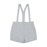 Lil Legs Linen Suspender Shorts - Clear Blue